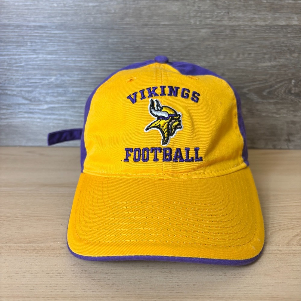 Minnesota Vikings Hat Cap Strap Back Yellow Purple NFL Football Adjustable